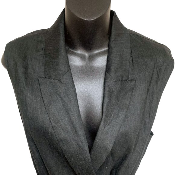 Jason Wu Black Linen Blend Double Breasted Peak Lapel‎ Blazer Dress - Picture 2 of 11